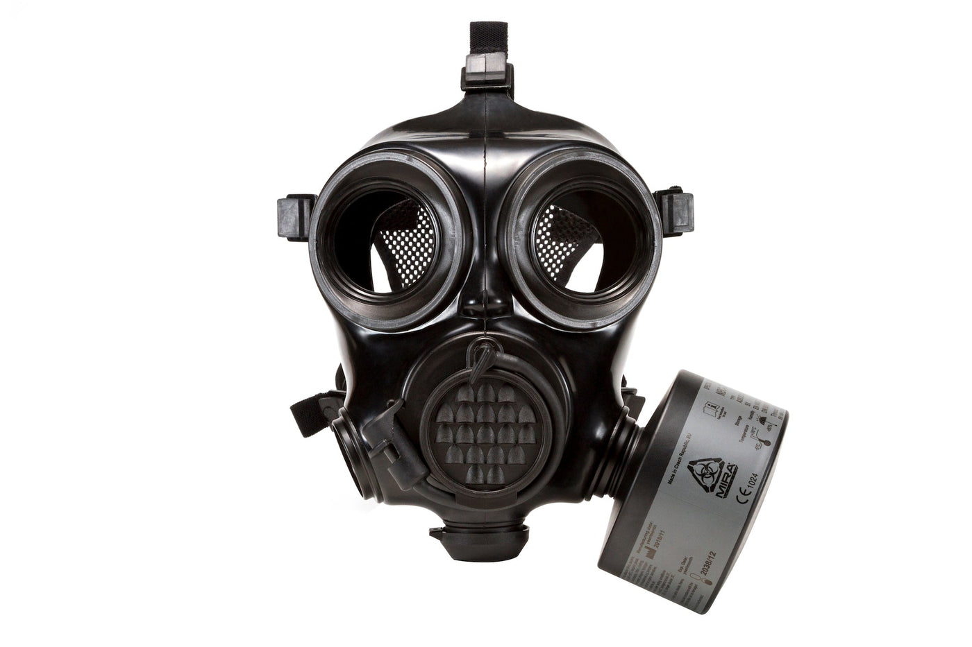 Front view of the CM-7M Military Gas Mask with CBRN filter