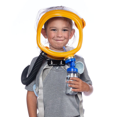 Child smiling while wearing the CM-3M Child Escape Respirator
