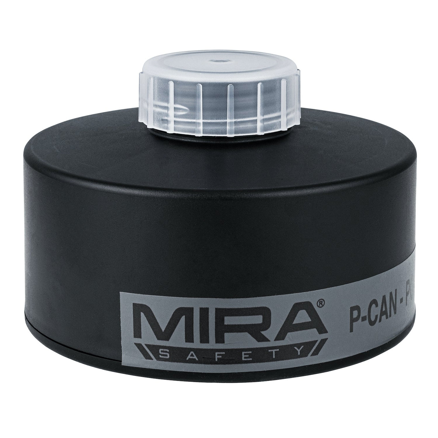 P-CAN Police Gas Mask Filter front view with MIRA Safety logo